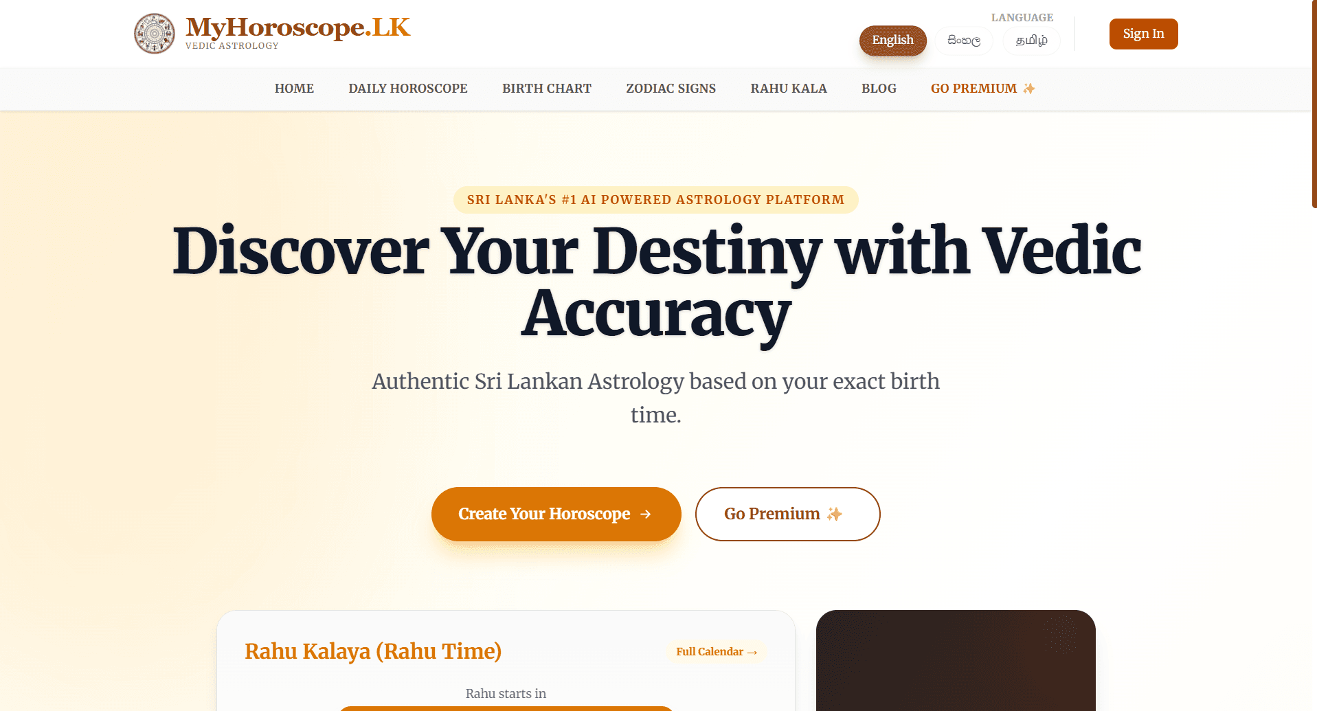 MyHoroscope.LK - Multilingual Astrology Platform for Sri Lanka