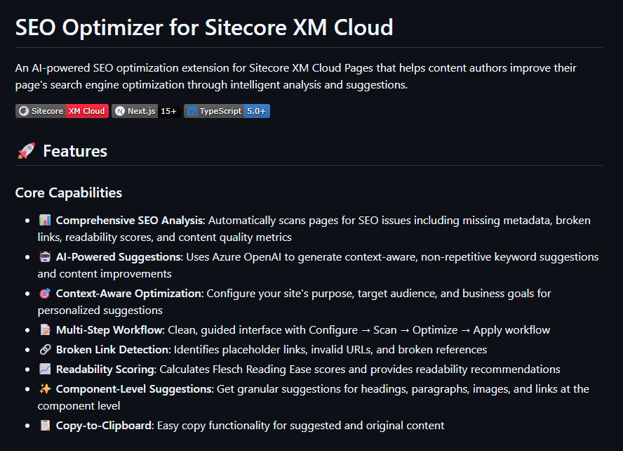 Optima SEO - AI-Powered SEO Optimizer for Sitecore XM Cloud