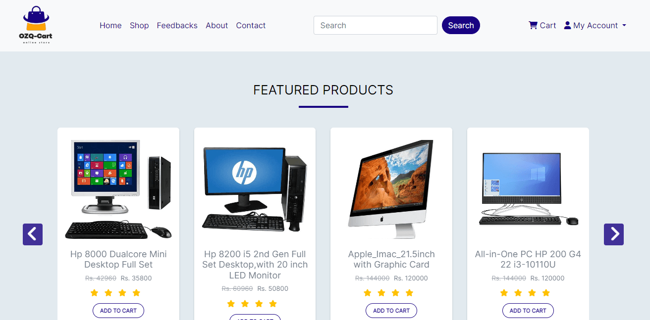 OZQ Cart - E-commerce Website